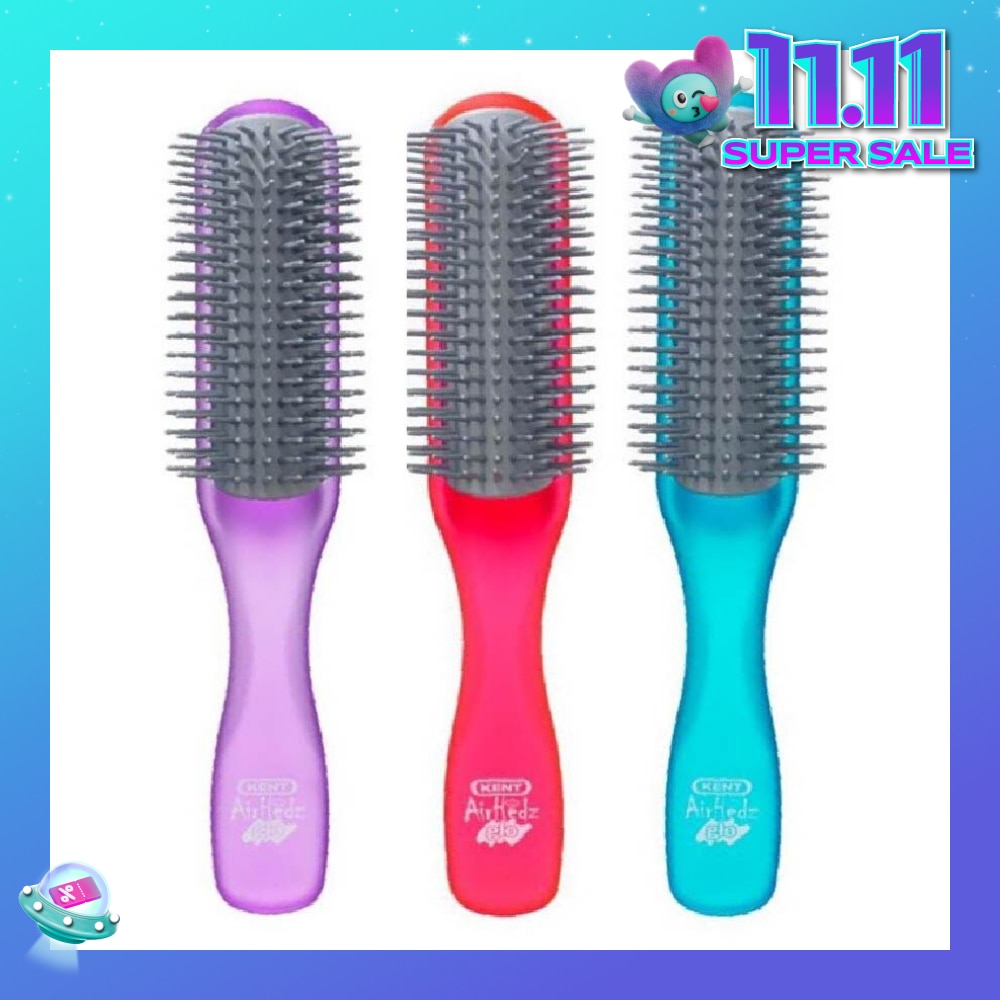 Ahglo1 Airhedz Glo (Half Radial Non Scratch Ionic Hair Brush) Raspberry/Aqua Blue/Purple. 1s