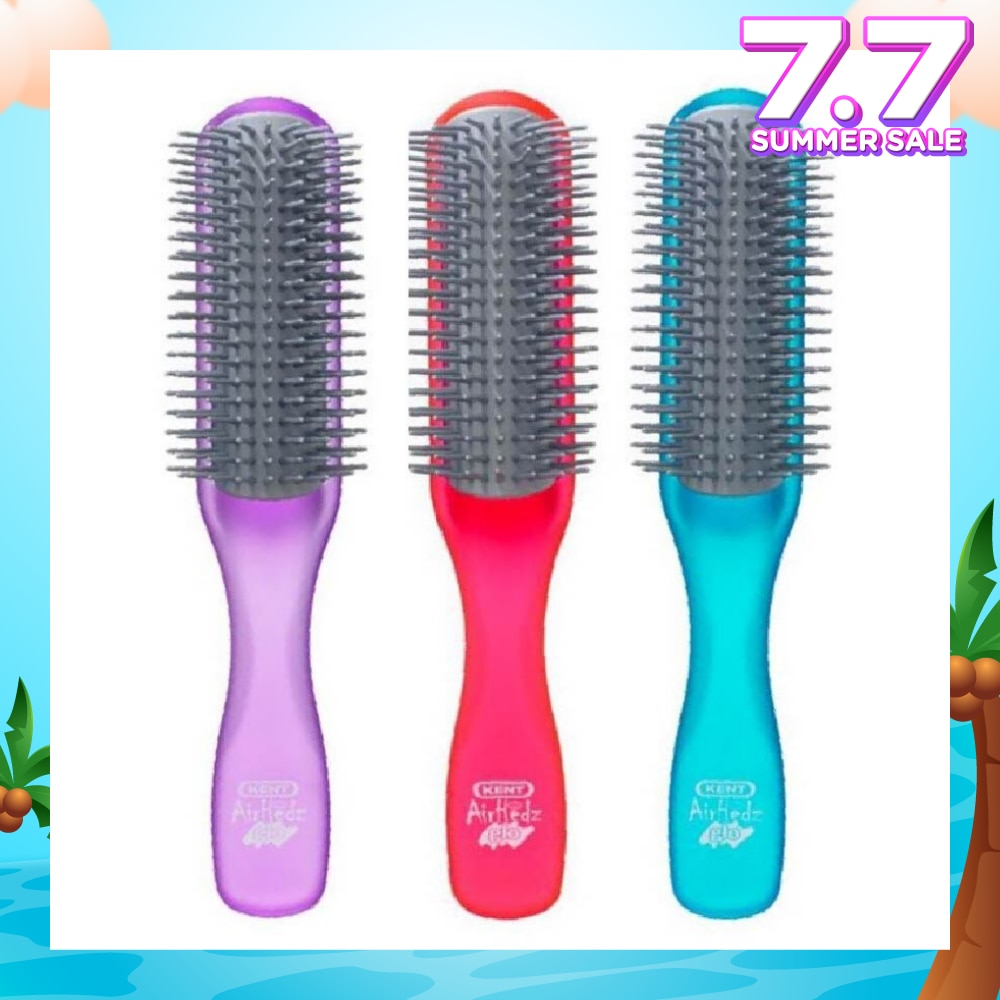 Ahglo1 Airhedz Glo (Half Radial Non Scratch Ionic Hair Brush) Raspberry/Aqua Blue/Purple. 1s