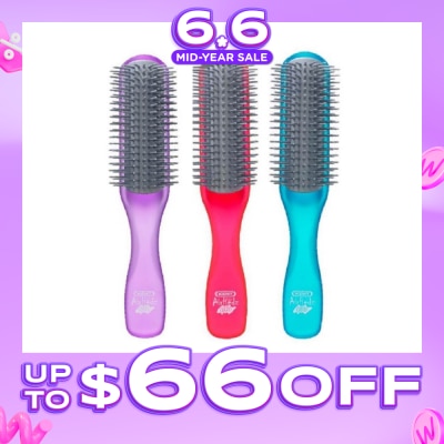 KENT BRUSHES - Ahglo1 Airhedz Glo (Half Radial Non Scratch Ionic Hair Brush) Raspberry/Aqua Blue/Purple. 1s