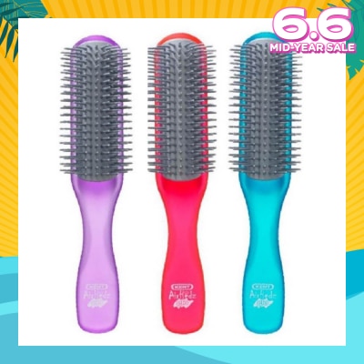 KENT BRUSHES Ahglo1 Airhedz Glo (Half Radial Non Scratch Ionic Hair Brush) Raspberry/Aqua Blue/Purple. 1s