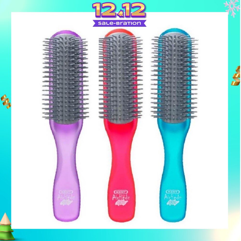 Ahglo1 Airhedz Glo (Half Radial Non Scratch Ionic Hair Brush) Raspberry/Aqua Blue/Purple. 1s