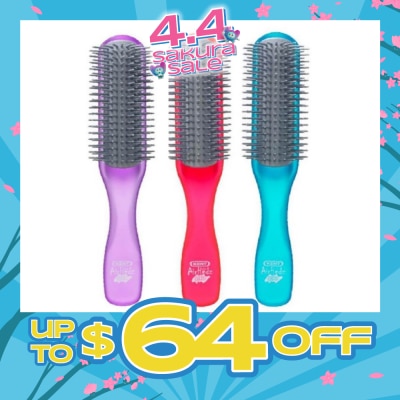 KENT BRUSHES - Ahglo1 Airhedz Glo (Half Radial Non Scratch Ionic Hair Brush) Raspberry/Aqua Blue/Purple. 1s