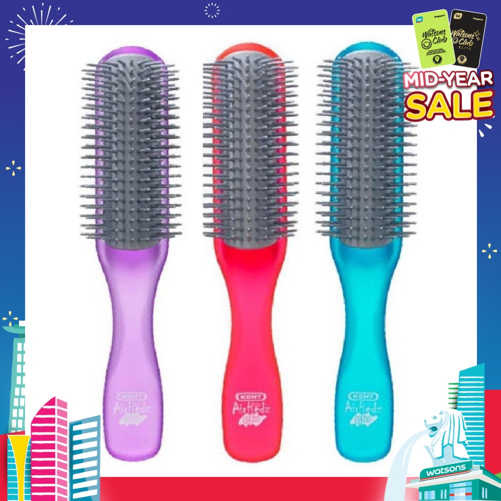 Ahglo1 Airhedz Glo (Half Radial Non Scratch Ionic Hair Brush) Raspberry/Aqua Blue/Purple. 1s