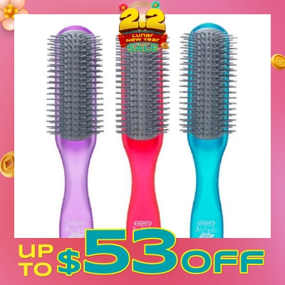 KENT BRUSHES Ahglo1 Airhedz Glo (Half Radial Non Scratch Ionic Hair Brush) Raspberry/Aqua Blue/Purple. 1s