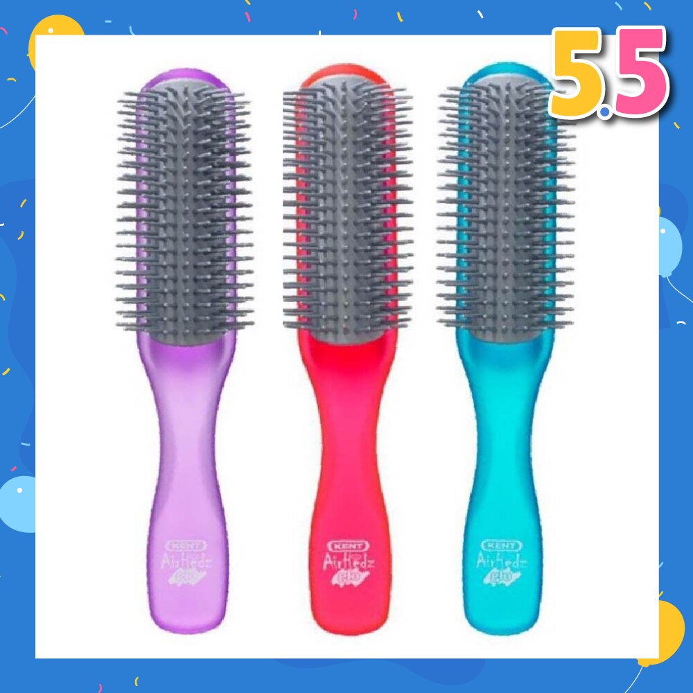 Ahglo1 Airhedz Glo (Half Radial Non Scratch Ionic Hair Brush) Raspberry/Aqua Blue/Purple. 1s