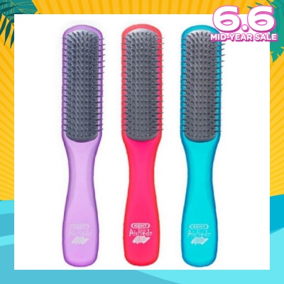 KENT BRUSHES Ahglo2 Airhedz Glo (Flat Non Scratch Anti Static Ionic Hair Brush) Raspberry/Aqua Blue/Purple. 1s