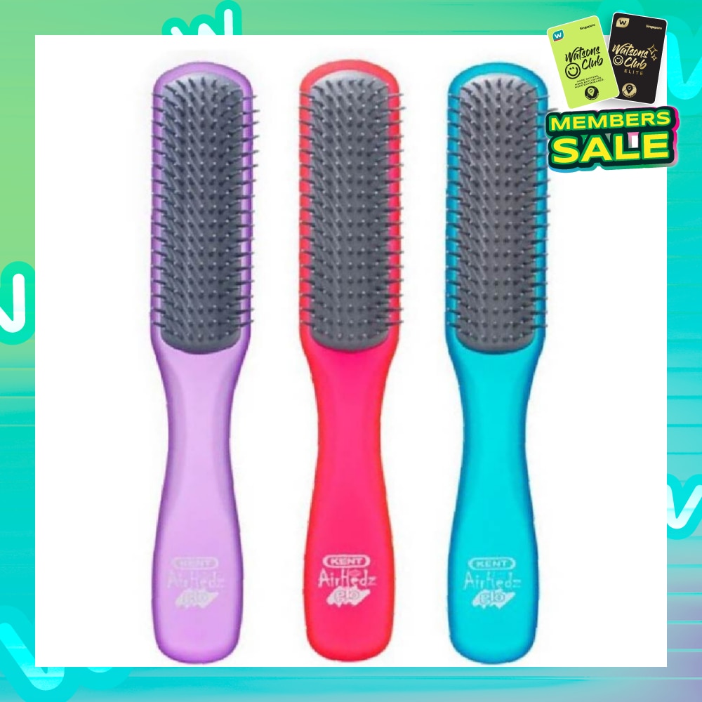 Ahglo2 Airhedz Glo (Flat Non Scratch Anti Static Ionic Hair Brush) Raspberry/Aqua Blue/Purple. 1s