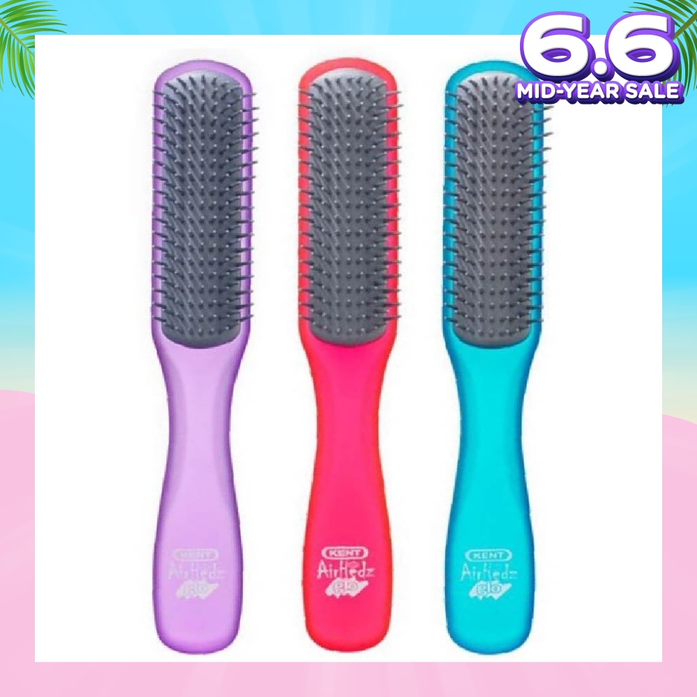 Ahglo2 Airhedz Glo (Flat Non Scratch Anti Static Ionic Hair Brush) Raspberry/Aqua Blue/Purple. 1s