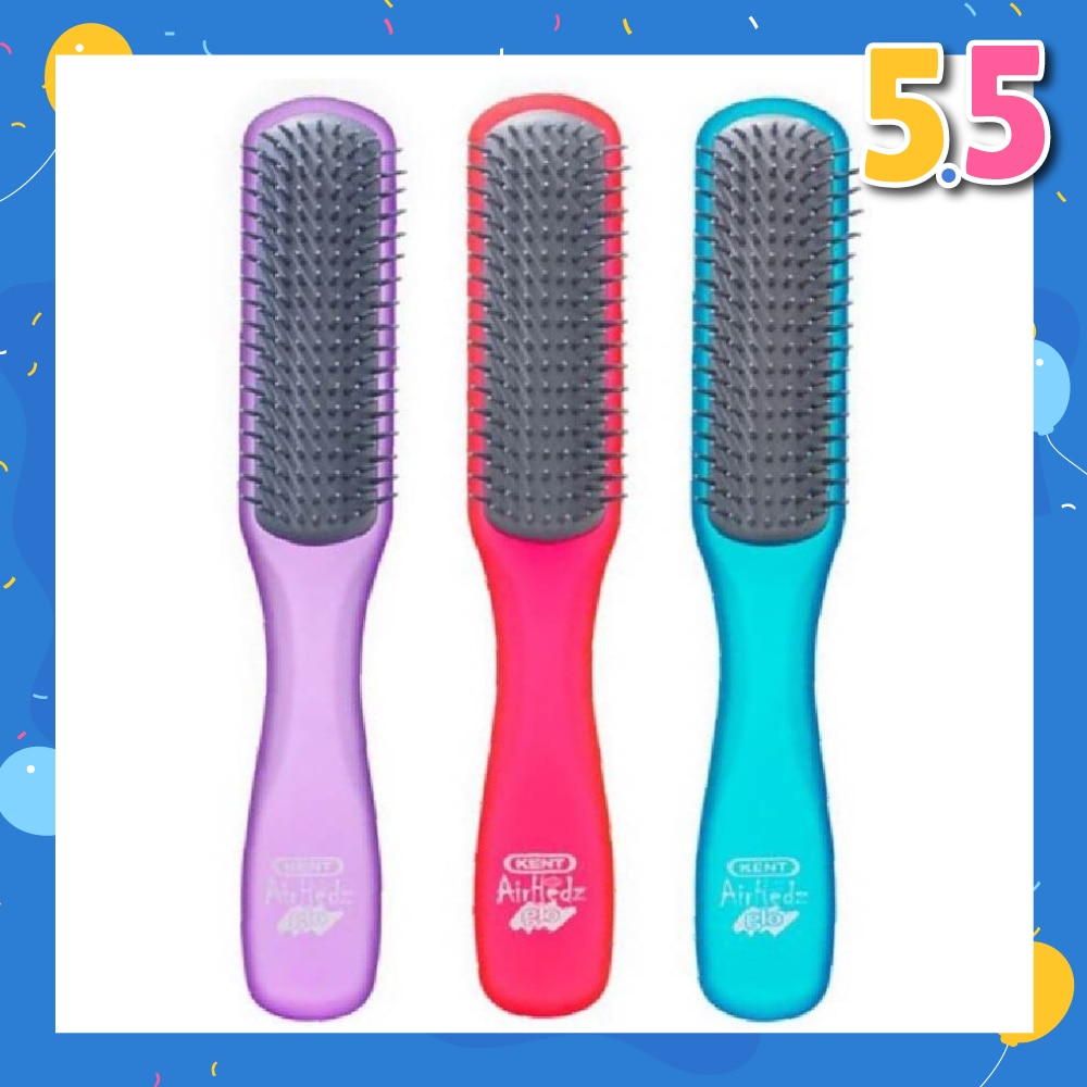 Ahglo2 Airhedz Glo (Flat Non Scratch Anti Static Ionic Hair Brush) Raspberry/Aqua Blue/Purple. 1s