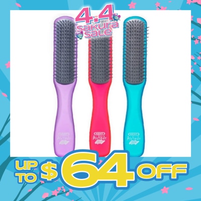 KENT BRUSHES - Ahglo2 Airhedz Glo (Flat Non Scratch Anti Static Ionic Hair Brush) Raspberry/Aqua Blue/Purple. 1s