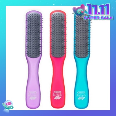 KENT BRUSHES Ahglo2 Airhedz Glo (Flat Non Scratch Anti Static Ionic Hair Brush) Raspberry/Aqua Blue/Purple. 1s