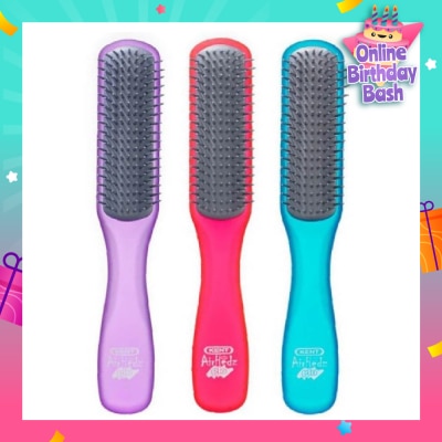 KENT BRUSHES Ahglo2 Airhedz Glo (Flat Non Scratch Anti Static Ionic Hair Brush) Raspberry/Aqua Blue/Purple. 1s