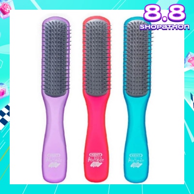 KENT BRUSHES Ahglo2 Airhedz Glo (Flat Non Scratch Anti Static Ionic Hair Brush) Raspberry/Aqua Blue/Purple. 1s