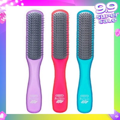 KENT BRUSHES Ahglo2 Airhedz Glo (Flat Non Scratch Anti Static Ionic Hair Brush) Raspberry/Aqua Blue/Purple. 1s