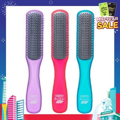 KENT BRUSHES Ahglo2 Airhedz Glo (Flat Non Scratch Anti Static Ionic Hair Brush) Raspberry/Aqua Blue/Purple. 1s