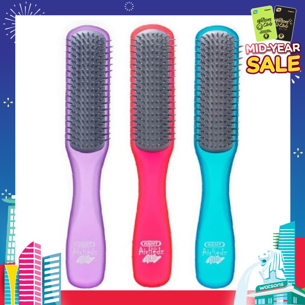 Ahglo2 Airhedz Glo (Flat Non Scratch Anti Static Ionic Hair Brush) Raspberry/Aqua Blue/Purple. 1s