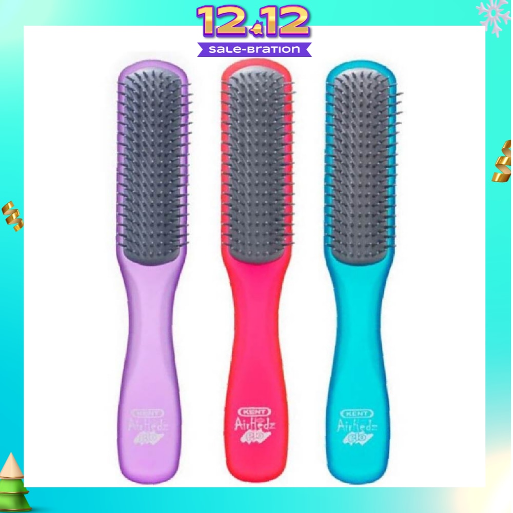 Ahglo2 Airhedz Glo (Flat Non Scratch Anti Static Ionic Hair Brush) Raspberry/Aqua Blue/Purple. 1s