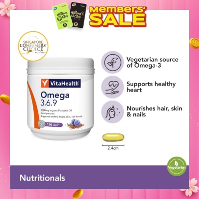 VITAHEALTH Omega 3,6,9 (Supports Healthy Heart, Skin, Joint And Digestive Health) 150s