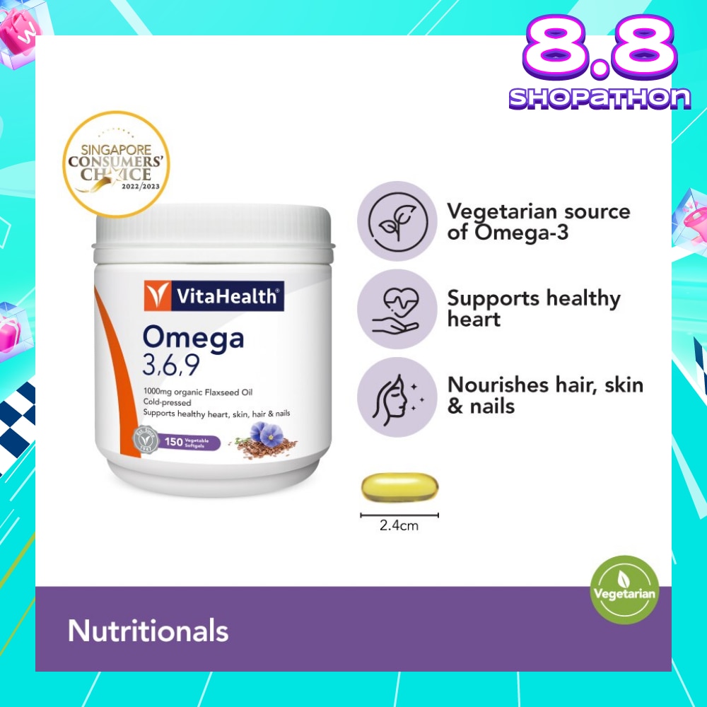 Omega 3,6,9 (Supports Healthy Heart, Skin, Joint And Digestive Health) 150s