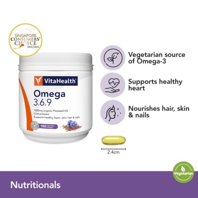 VITAHEALTH Omega 3,6,9 (Supports Healthy Heart, Skin, Joint And Digestive Health) 150s