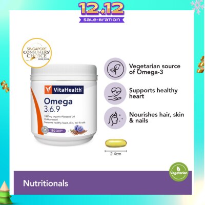 VITAHEALTH Omega 3,6,9 (Supports Healthy Heart, Skin, Joint And Digestive Health) 150s