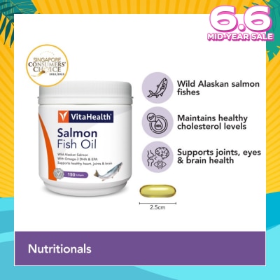 VITAHEALTH Salmon Fish Oil (Supports Skin, Heart, Joints & Brain Health) 150s