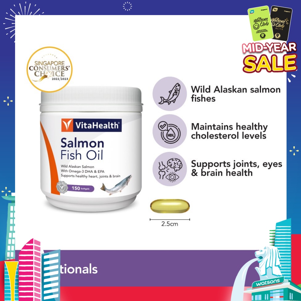 Salmon Fish Oil (Supports Skin, Heart, Joints & Brain Health) 150s