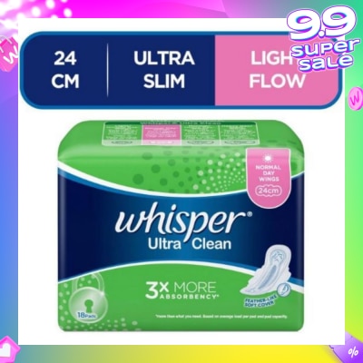 WHISPER Ultra Clean Sanitary Napkins with Wings for Normal Day 18pads