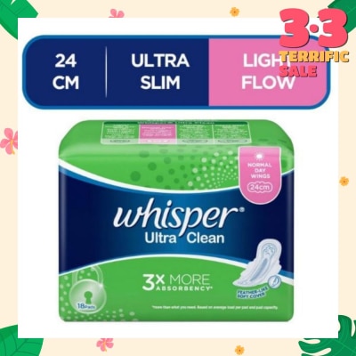 WHISPER Ultra Clean Sanitary Napkins with Wings for Normal Day 18pads