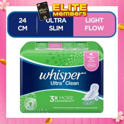 WHISPER Ultra Clean Sanitary Napkins with Wings for Normal Day 18pads