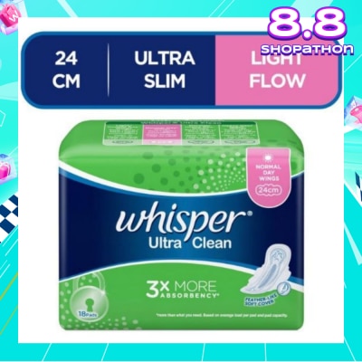 WHISPER Ultra Clean Sanitary Napkins with Wings for Normal Day 18pads