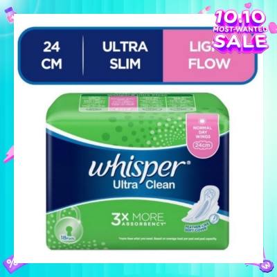 WHISPER Ultra Clean Sanitary Napkins with Wings for Normal Day 18pads