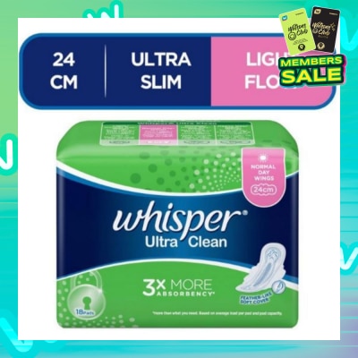 WHISPER Ultra Clean Sanitary Napkins with Wings for Normal Day 18pads