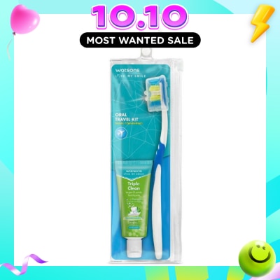 WATSONS Oral Travel Pack Kit (Toothbrush With Hygienic Cap+Triple Clean Vegan Fluoride Toothpaste 30g) 1s image