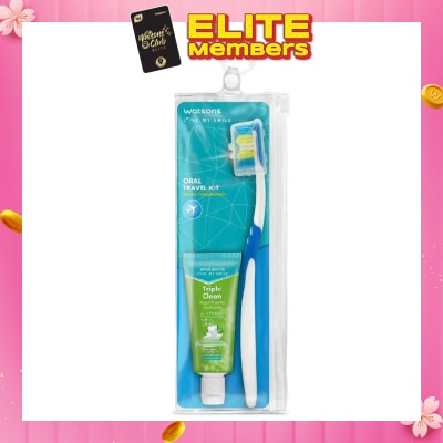 WATSONS Oral Travel Pack Kit (Toothbrush With Hygienic Cap+Triple Clean Vegan Fluoride Toothpaste 30g) 1s