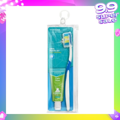 WATSONS Oral Travel Pack Kit (Toothbrush With Hygienic Cap+Triple Clean Vegan Fluoride Toothpaste 30g) 1s