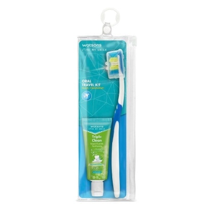 WATSONS Oral Travel Pack Kit (Toothbrush With Hygienic Cap+Triple Clean Vegan Fluoride Toothpaste 30g) 1s