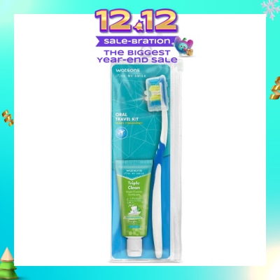 WATSONS Oral Travel Pack Kit (Toothbrush With Hygienic Cap+Triple Clean Vegan Fluoride Toothpaste 30g) 1s
