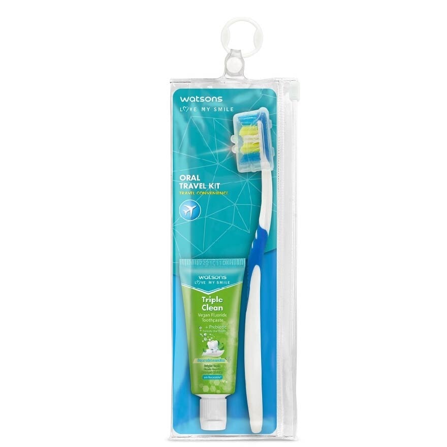 Oral Travel Pack Kit (Toothbrush With Hygienic Cap+Triple Clean Vegan Fluoride Toothpaste 30g) 1s