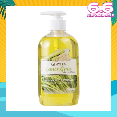 GINVERA Lemongrass 99% Anti-Bacterial Soothing Moisturizng Gel Hand Soap 500g