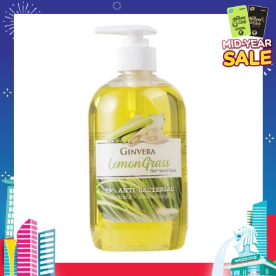 GINVERA Lemongrass 99% Anti-Bacterial Soothing Moisturizng Gel Hand Soap 500g
