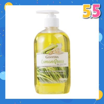 GINVERA Lemongrass 99% Anti-Bacterial Soothing Moisturizng Gel Hand Soap 500g