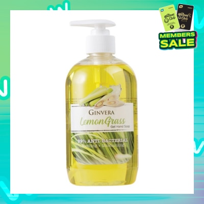 GINVERA Lemongrass 99% Anti-Bacterial Soothing Moisturizng Gel Hand Soap 500g