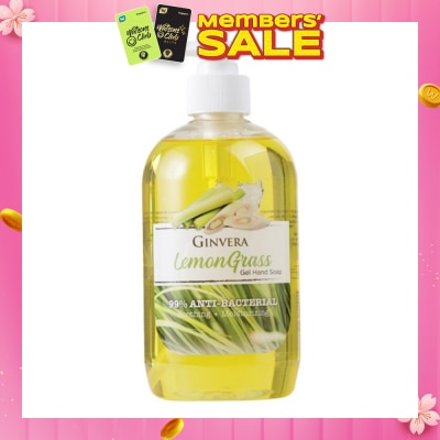 GINVERA Lemongrass 99% Anti-Bacterial Soothing Moisturizng Gel Hand Soap 500g
