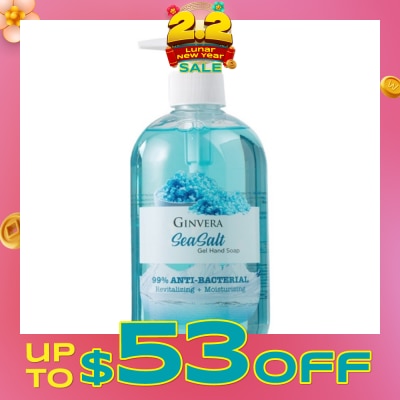 GINVERA Sea Salt 99% Anti-Bacterial Revitalizing Moisturizng Gel Hand Soap 500g