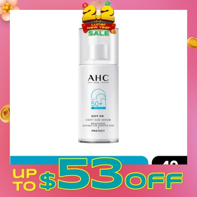 AHC Safe On Brightening Light Sun Serum SPF50+ PA++++ (For Sensitive Skin) 40ml (Expiry: Oct`2026)