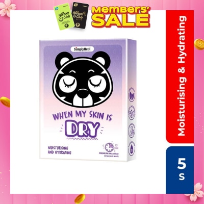 SIMPLY Heal When My Skin Is Dry, Moisturising & Hydrating Premium Charcoal Mask 5s (Expiry: Apr`2026)