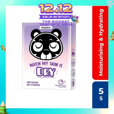 SIMPLY Heal When My Skin Is Dry, Moisturising & Hydrating Premium Charcoal Mask 5s (Expiry: Apr`2026)