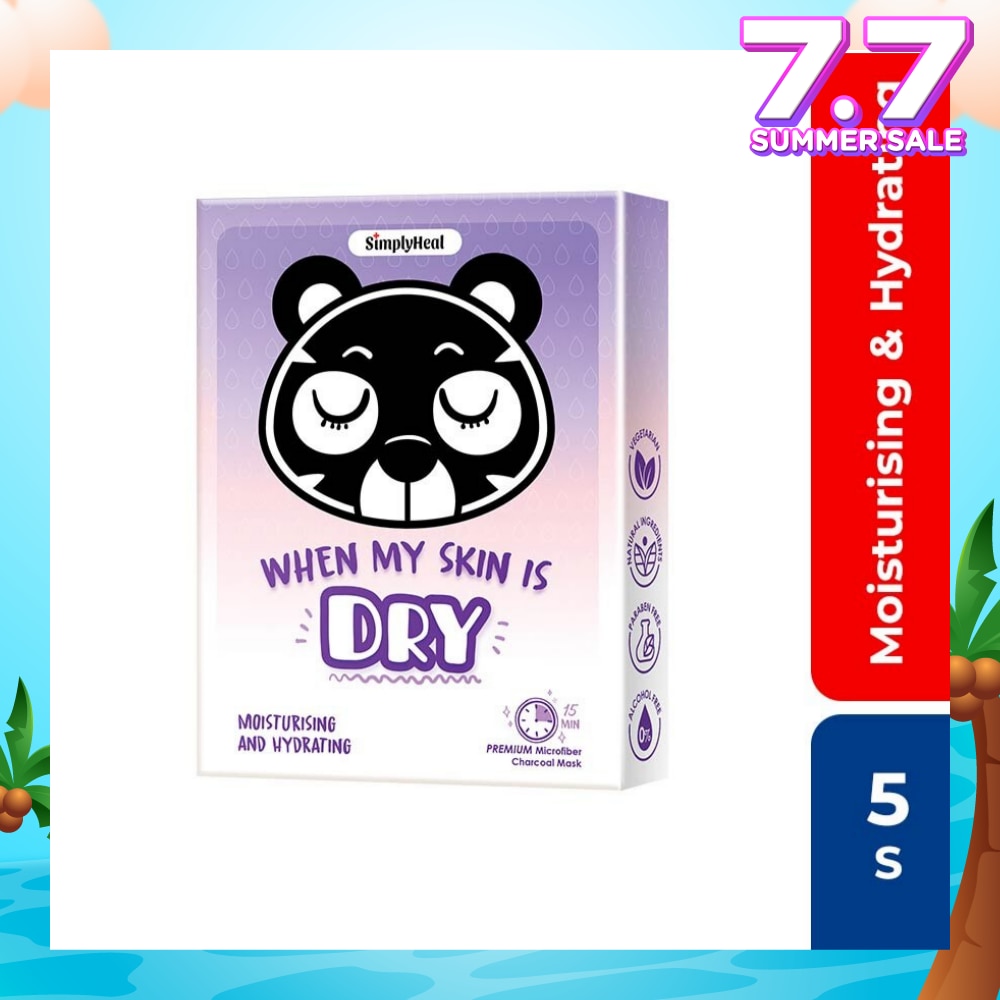 Heal When My Skin Is Dry, Moisturising & Hydrating Premium Charcoal Mask 5s