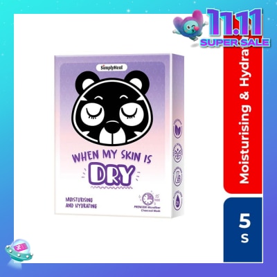 SIMPLY Heal When My Skin Is Dry, Moisturising & Hydrating Premium Charcoal Mask 5s (Expiry: Apr`2026)